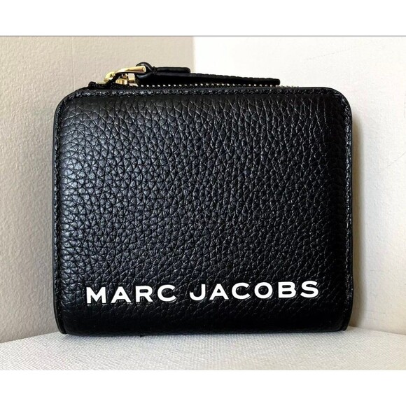New Marc Jacobs Marc Jacobs Compact Bifold Wallet Pebble Leather Black - Picture 1 of 4